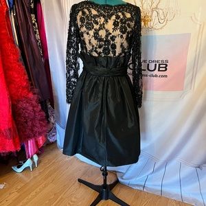 Jill Richards Vintage 80s Lace Sequins Prom Dress-Black Taffeta silk Party Gown